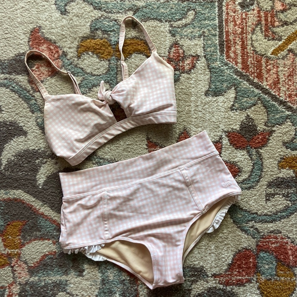 Albion Fit Bathing Suit Pink Checkered